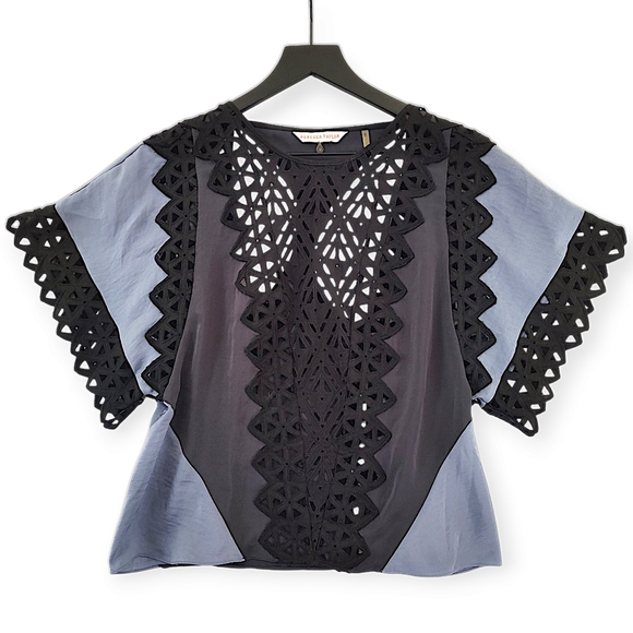 Rebecca Taylor Tops - Rebecca Taylor Multicolored Flutter Sleeve Blouse Short Sleeve Womens Size 6